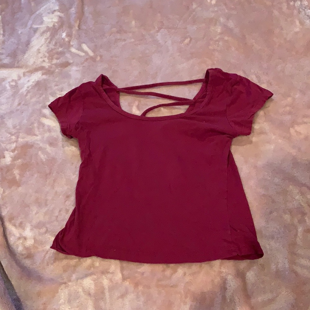 Splash, size small, women's burgundy crop top